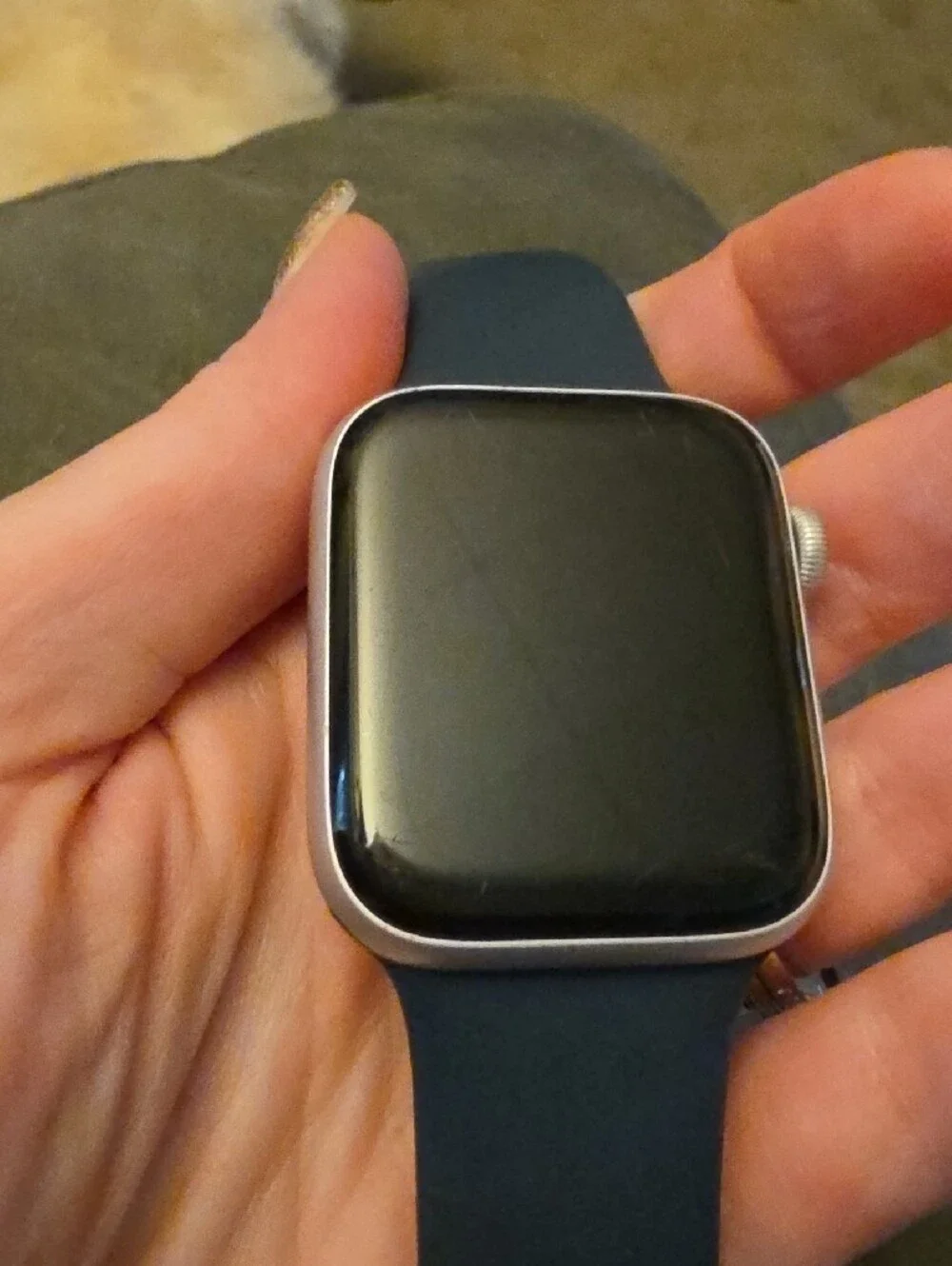 Apple Watch SE 2nd Generation (GPS) 44mm Silver Aluminum Case with Storm Blue Sp
